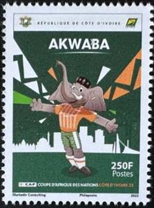 Stamp, 2024 African Cup of Nations Football Championships, Ivory Coast,  , Elephants, Football (Soccer), Mascots