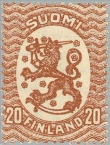 Stamp, Definitive series I. Watermark swastika, Finland,  , Heraldic Animals, Coats of Arms