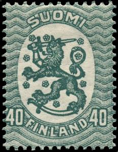 Stamp, Definitive series I. Watermark swastika, Finland,  , Heraldic Animals, Coats of Arms