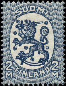 Stamp, Definitive series I. Watermark swastika, Finland,  , Heraldic Animals, Coats of Arms