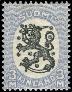 Stamp, Definitive series I. Watermark swastika, Finland,  , Heraldic Animals, Coats of Arms