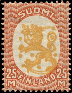 Stamp, Definitive series I. Watermark swastika, Finland,  , Heraldic Animals, Coats of Arms
