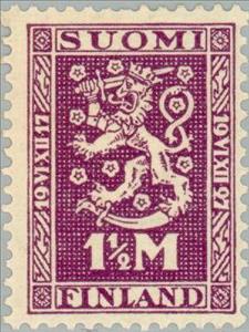 Stamp, Independence 10 years, Finland,  , Heraldic Animals, Coats of Arms, Anniversaries and Jubilees