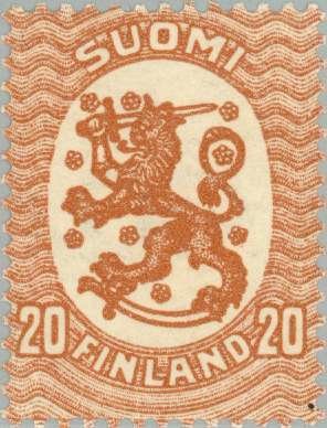 Stamp, Definitive series I. Watermark posthorn, Finland,  , Coats of Arms
