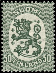 Stamp, Definitive series I. Watermark posthorn, Finland,  , Heraldic Animals, Coats of Arms