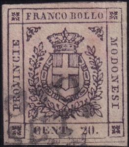 Stamp, Provisional Government, Modena,  , Coats of Arms, Crosses, Crowns and Coronets