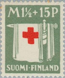 Stamp, Red Cross, Finland,  , Weapons, Red Cross and Red Crescent, Healthcare