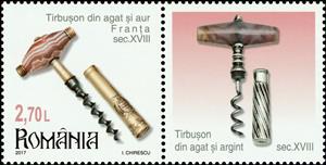 Stamp with Attached Label, Corkscrew with Gold and Agate Handle (France, 18th Century), Romania,  , Tools
