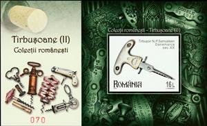Souvenir Sheet, N. Samuelsen Corkscrew (Denmark, 20th Century), Romania,  , Tools