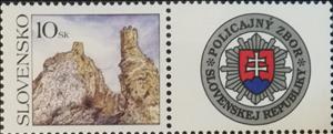 Stamp with Attached Label, Devin Castle, Slovakia,  , Buildings, Castles, Ruins