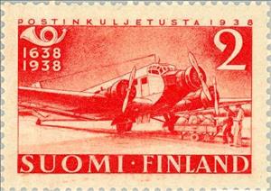 Stamp, Post Aircraft Junkers Ju 52, Finland,  , Postal Services, Postal Traffic, Postal History, Aircrafts, Anniversaries and Jubilees