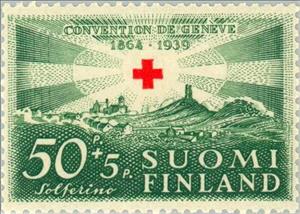 Stamp, Red Cross over the Solferino Battlefield, Finland,  , Red Cross and Red Crescent, Healthcare, Battle, Anniversaries and Jubilees