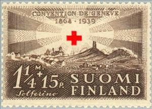 Stamp, Red Cross over the Solferino Battlefield, Finland,  , Red Cross and Red Crescent, Healthcare, Battle, Anniversaries and Jubilees