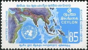 Stamp, Map showing Asian highways, Sri Lanka,  , Maps, U.N.O.