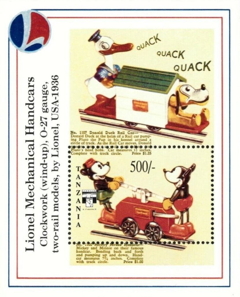 Wind-up hand car with Mickey and Minnie