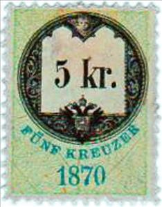 Stamp, Stempel Marke 1870 5kr, Austria,  , Numbers
