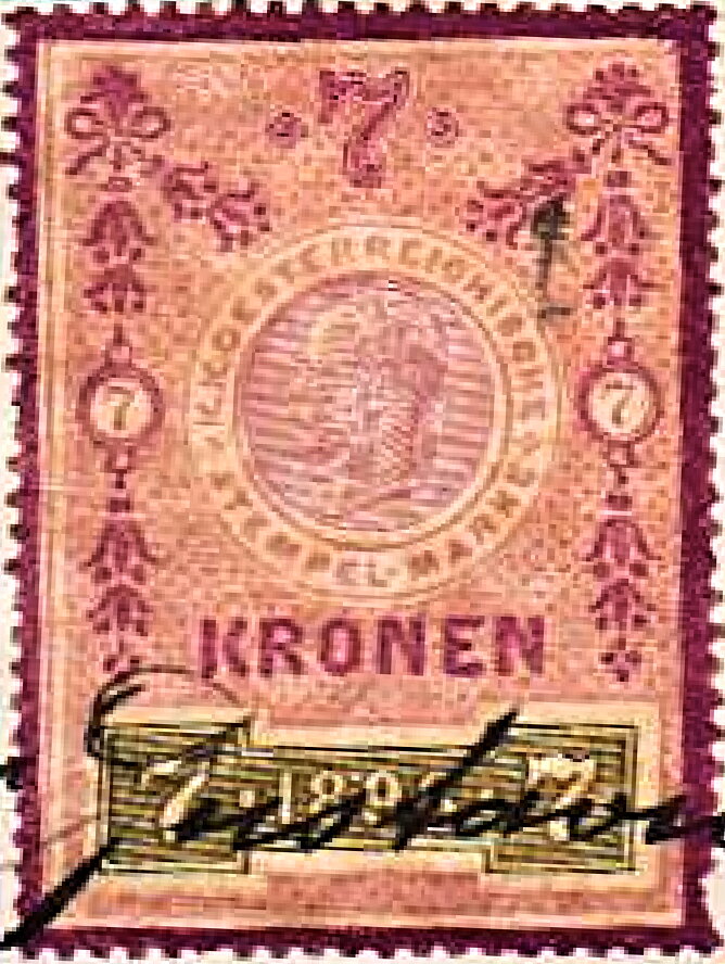Stempel Marke 1898 7 krone