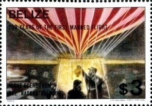Stamp, Charles Green’s Balloon "Royal Vauxhall", Belize,  , Air Balloons, Anniversaries and Jubilees, Aviation
