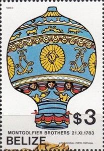 Stamp, Montgolfier Balloon, 1783, Belize,  , Air Balloons, Anniversaries and Jubilees, Aviation