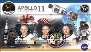 Mini Sheet, Apollo 11, Burkina Faso,  , Astronauts, Famous People