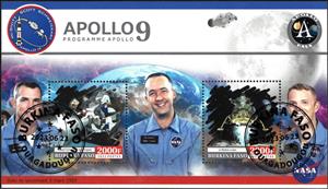 Mini Sheet, Apollo 9, Burkina Faso,  , Astronauts, Famous People