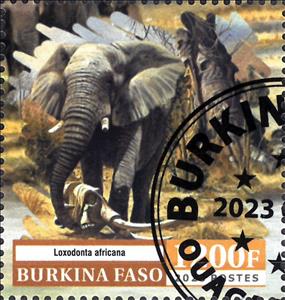 Stamp, Elephant, Burkina Faso,  , Animals (Fauna), Elephants, Mammals
