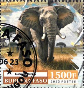 Stamp, Elephant, Burkina Faso,  , Animals (Fauna), Elephants, Mammals