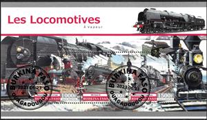 Mini Sheet, Locomotives, Burkina Faso,  , Locomotives, Railways
