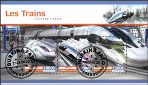 Mini Sheet, Locomotives, Burkina Faso,  , Locomotives, Railways