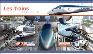 Mini Sheet, Locomotives, Burkina Faso,  , Locomotives, Railways