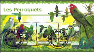 Mini Sheet, Parrots, Burkina Faso,  , Animals (Fauna), Birds, Parrots