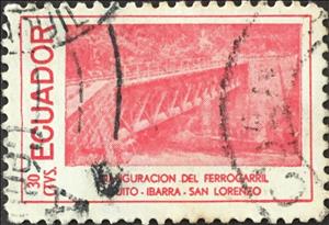 Stamp, Bridge, Ecuador,  , Railways