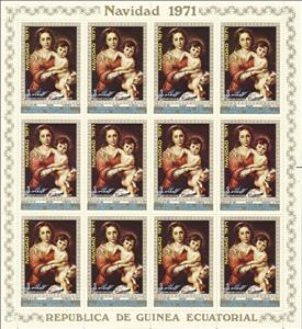 Full Pane, Madonna and Child, by Bartolomé Esteban Murillo, Equatorial Guinea,  , Art, Christmas, Paintings, Religion
