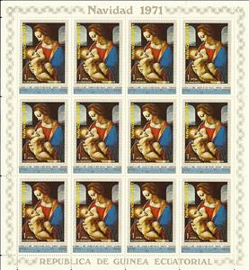 Full Pane, Virgin and Child by Leonardo da Vinci, Equatorial Guinea,  , Art, Christmas, Paintings, Religion