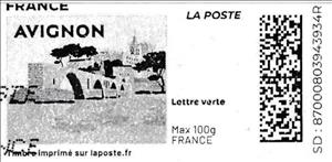 Stamp, Avignon. Redesign without laposte logo in black, France,  , Bridges, Townscapes / City Views