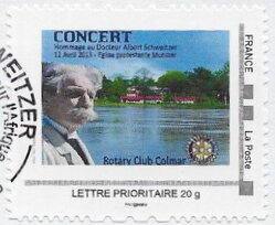 Stamp, Concert Hommage Dr Schweitzer. Rotary Club Colmar, France,  , Physicians, Rivers, Rotary