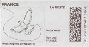 Stamp, Doodle. Dove. Redesign no Laposte Logo, France,  , Birds, Drawings