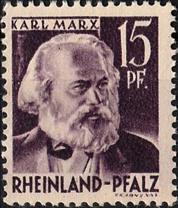 Stamp, Karl Marx, Germany, French Occupation of Rhineland-Palatinate,  , Famous People, Historians, Journalists, Men, Philosophers, Revolutionaries