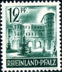 Stamp, Porta Nigra Trier, Germany, French Occupation of Rhineland-Palatinate,  , Buildings, Gates