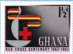 Stamp, Red Cross and Centenary Emblem, Ghana,  , Anniversaries and Jubilees, Flags, Omnibus Issues, Red Cross and Red Crescent