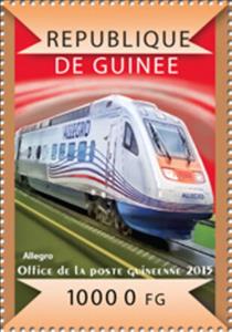 Stamp, Allegro, Guinea,  , Locomotives, Railways