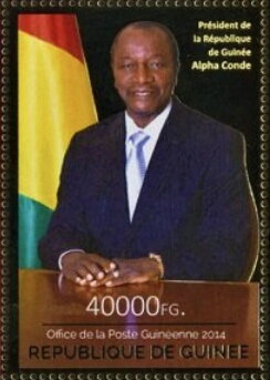 Presidente Alpha Condé and Guinean Flag