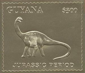Stamp, Apatosaurus, Guyana,  , Animals (Fauna), Dinosaurs, Philatelic Exhibitions, Prehistoric Animals, Prehistory, Reptiles