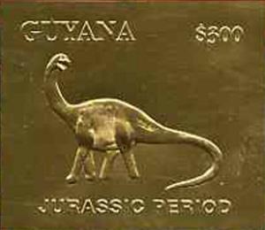 Stamp, Apatosaurus, Guyana,  , Animals (Fauna), Dinosaurs, Philatelic Exhibitions, Prehistoric Animals, Prehistory, Reptiles