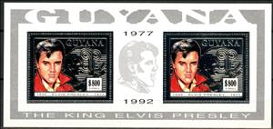 Mini Sheet, E. Presley (1935–1977), American Rock Singer and Guitarist, Guyana,  , Actors, Composers, Elvis Presley, Entertainers, Famous People, Music, Musicians, Singers