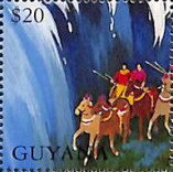 Stamp, Egyptian Chariot with Wall of Water at Left, Guyana,  , Biblical Accounts, Religion