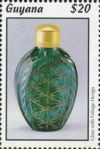 Stamp, Glass with Foliage Design, Guyana,  , Philatelic Exhibitions