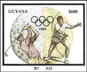 Souvenir Sheet, Golf and Tennis, Guyana,  , Olympic Games