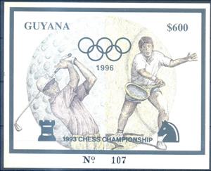 Souvenir Sheet, Golf and Tennis, Guyana,  , Golf, Olympic Games, Sports, Tennis