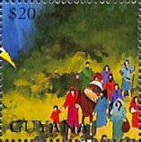 Stamp, Israelites and Water to Left, Guyana,  , Biblical Accounts, Religion